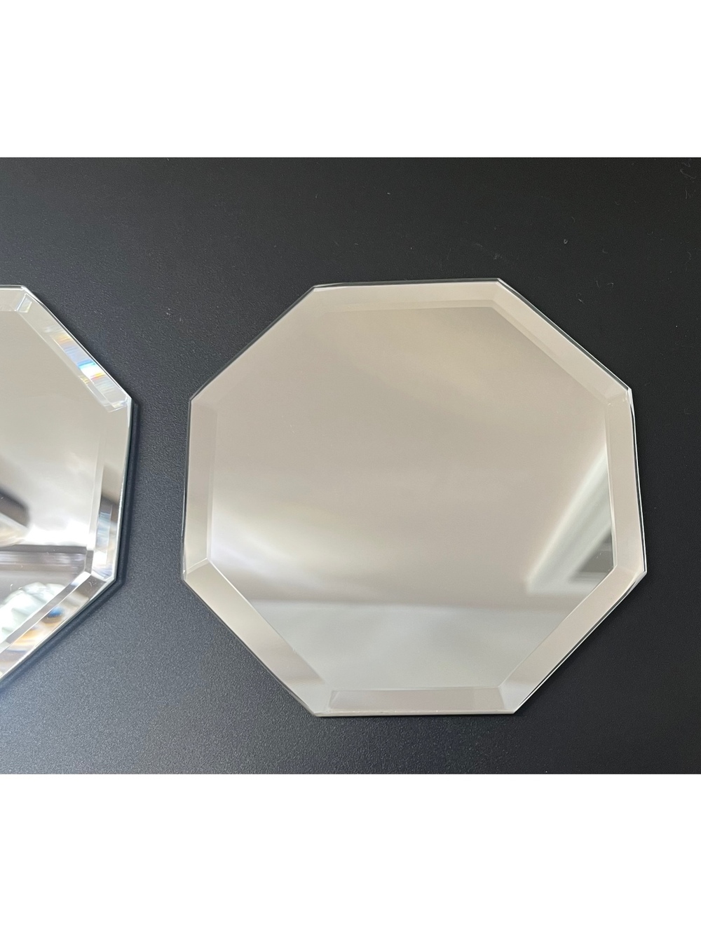 Octagonal mirrored candle holders set